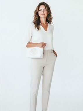Lancome Chic White and Gold Floral Cosmetic Bag